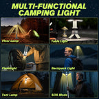 Lámpara SakerPlus Luz portátil para campamento, linterna telescópica de campamento de 14000 mAh con fuente de alimentación recargable, lámparas magnéticas regulables para tienda de campaña de 6000 lúmenes