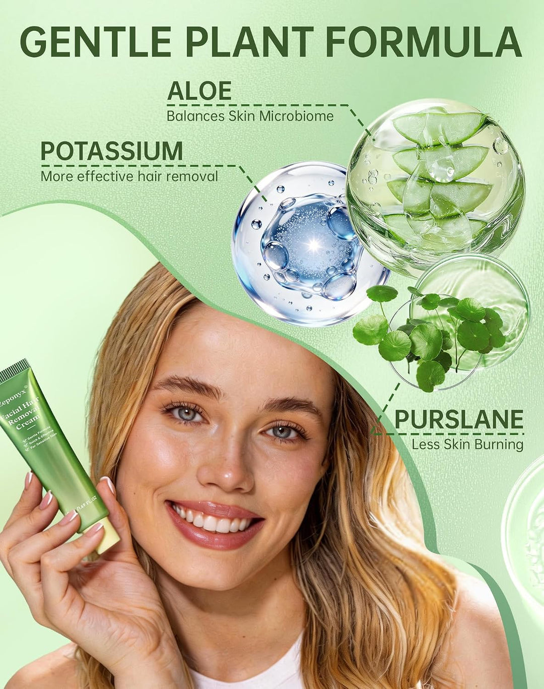 Depilación facial para mujeres + crema calmante, removedor de vello...