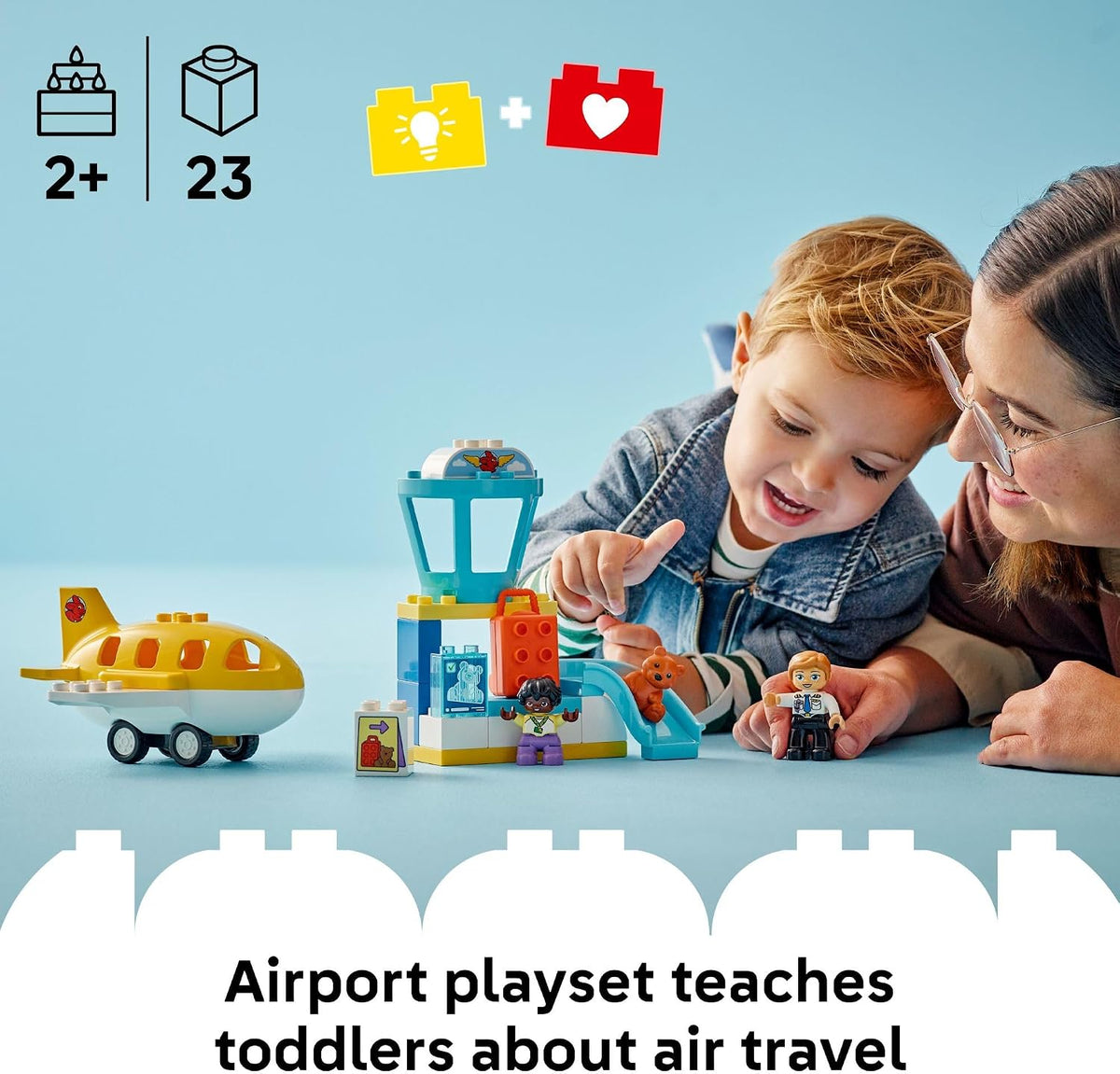 LEGO DUPLO Town - Juguete de construcción por primera vez en el aeropuerto, juego de aprendizaje para niños y niñas a partir de 1.5 años, los más pequeños usan bloques de construcción para explorar emociones, idea de regalo para niños pequeños para cumple