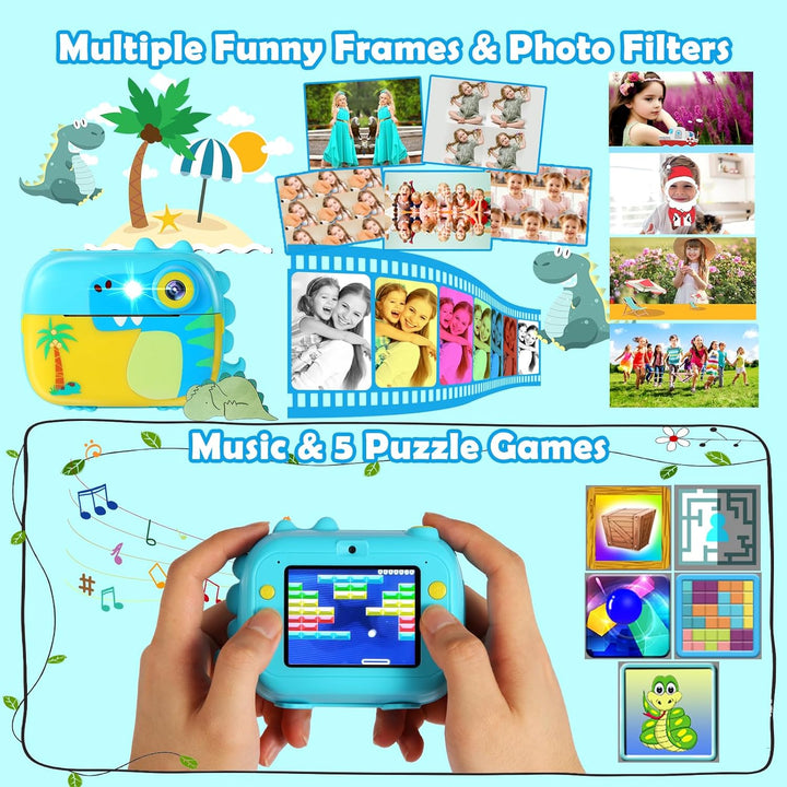 Cámara de impresión instantánea para niños, juguetes de cámara digi...