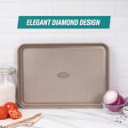 Juego de Bandejas para Hornear Baker's Secret, 3x Hojas para Galletas para Horno, Textura de Diamante Premium Flujo de Aire, Juego de 3 Bandejas para Hornear, Extra Gruesas de 0.6mm con Base de