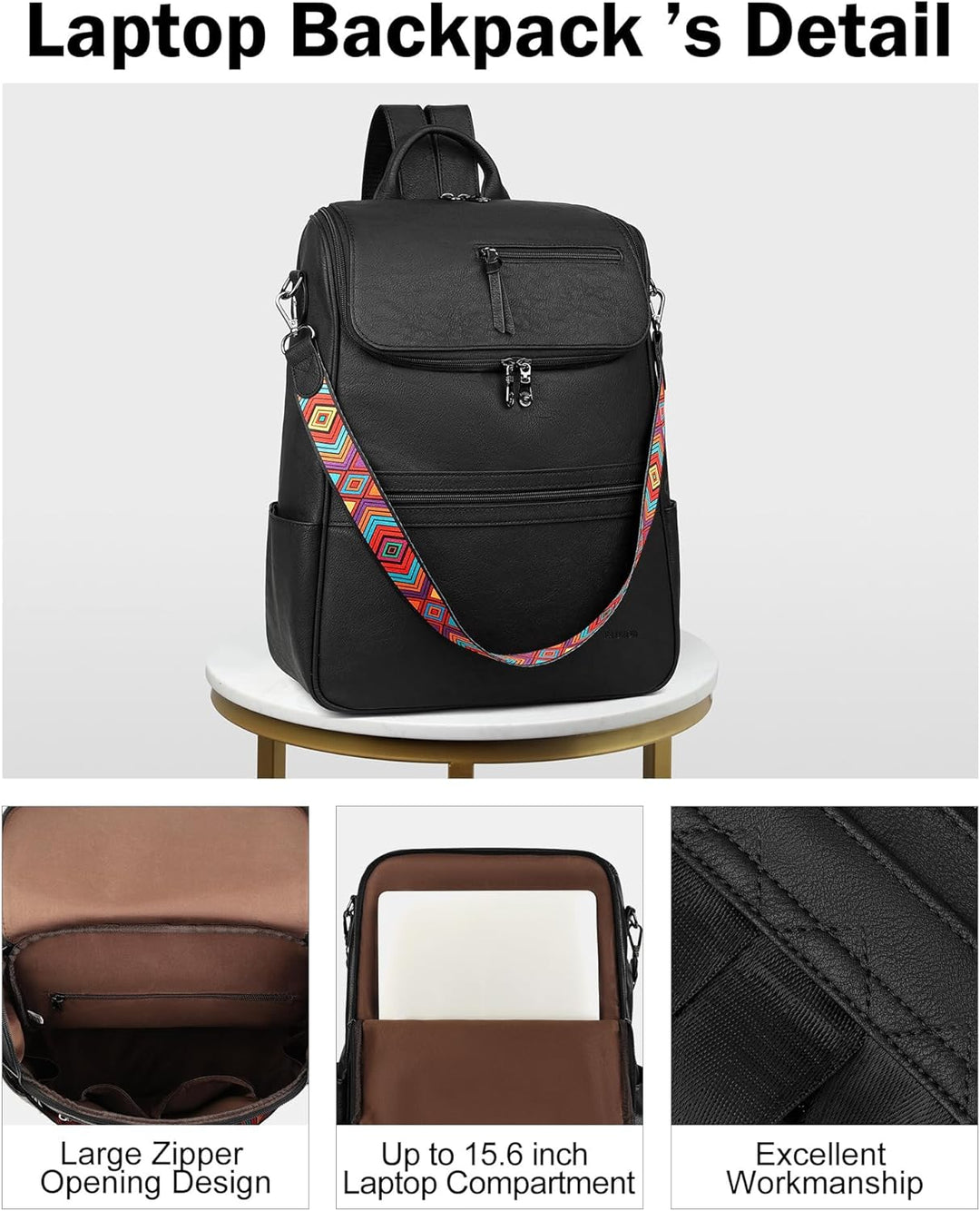 FADEON Mochila para computadora portátil para mujer, mochila de via...