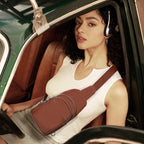 befen Bolso bandolera pequeño de cuero genuino para mujer, antirrobo, bolsa cruzada para el pecho, riñoneras para viajes con ranuras para tarjetas RFID
