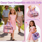 Bolsa de transporte para muñecas compatible con muñecas LOL Surprise, bolsa de transporte compatible con muñecas Barbie de 6 a 12 pulgadas, organizador todo en uno para muñecas y