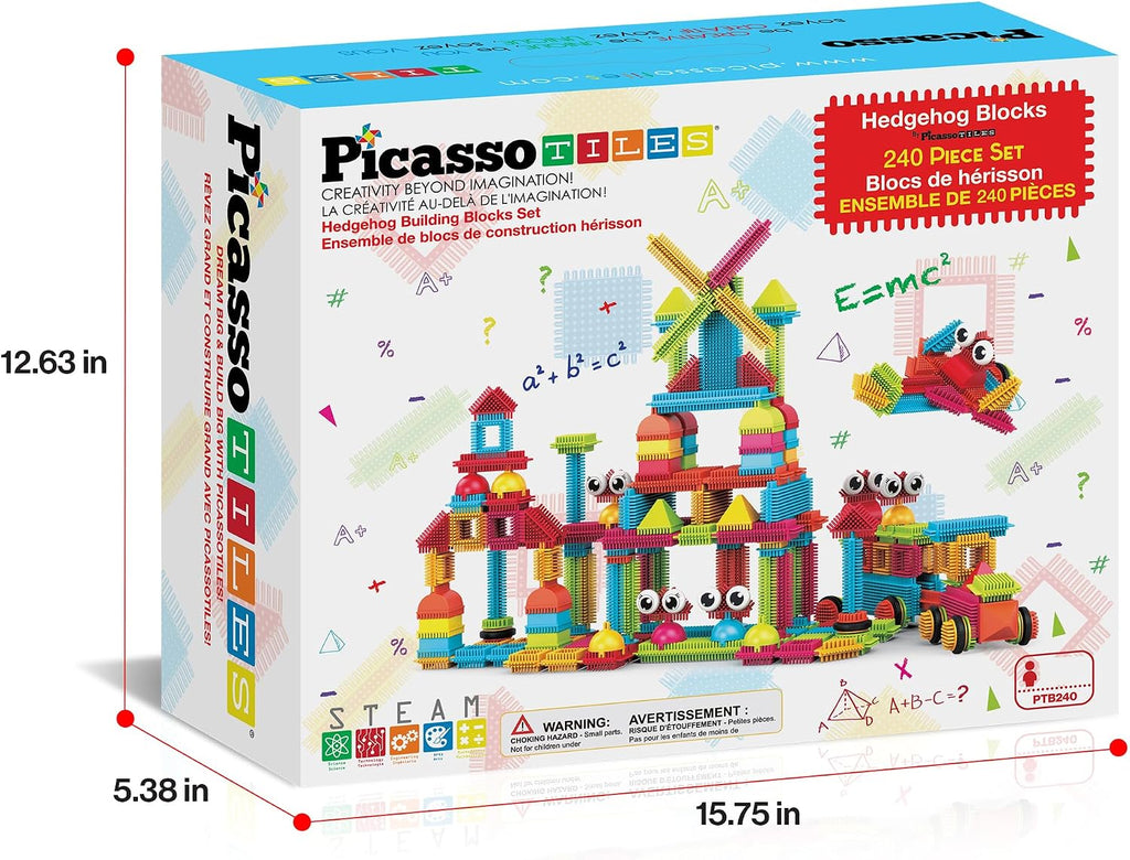 PicassoTiles 240 piezas de bloques de cerdas de erizo 3D STEM juguete de