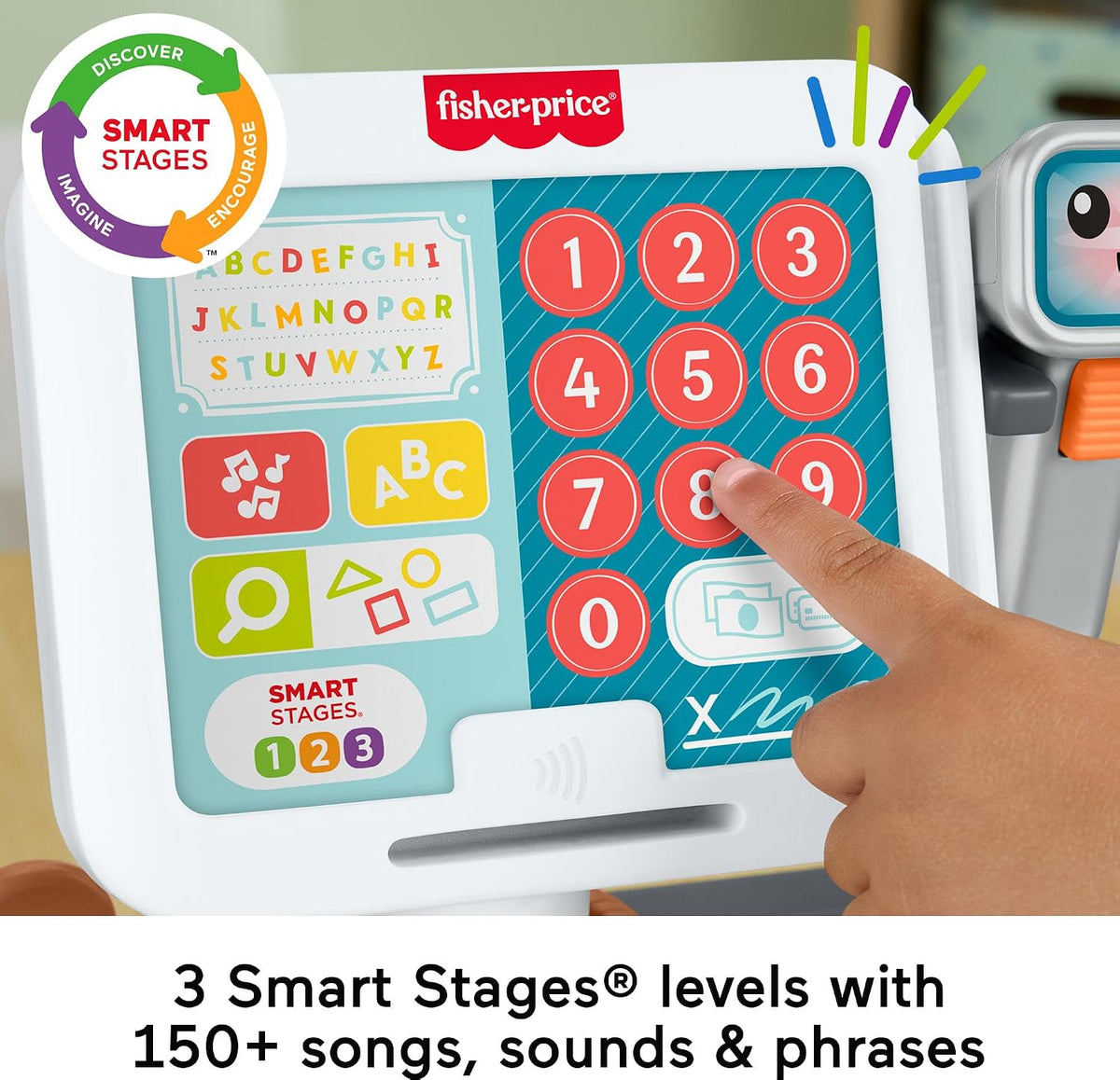 Fisher-Price Juguetes de aprendizaje para niños pequeños Laugh & Learn Contar y Comprar Caja registradora de tienda de juego con 20 piezas para juego de simulación para niños de 2+ años