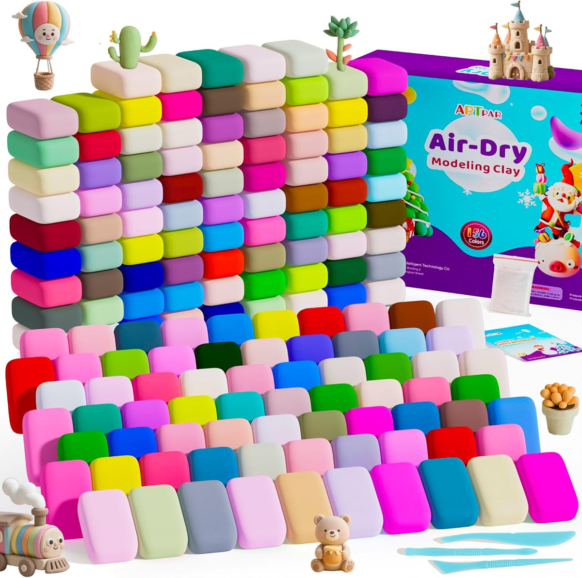 ‌RTPAR Air Dry Clay 156 Colors,Modeling Magic Clay para Kids Bulk Craft Kit