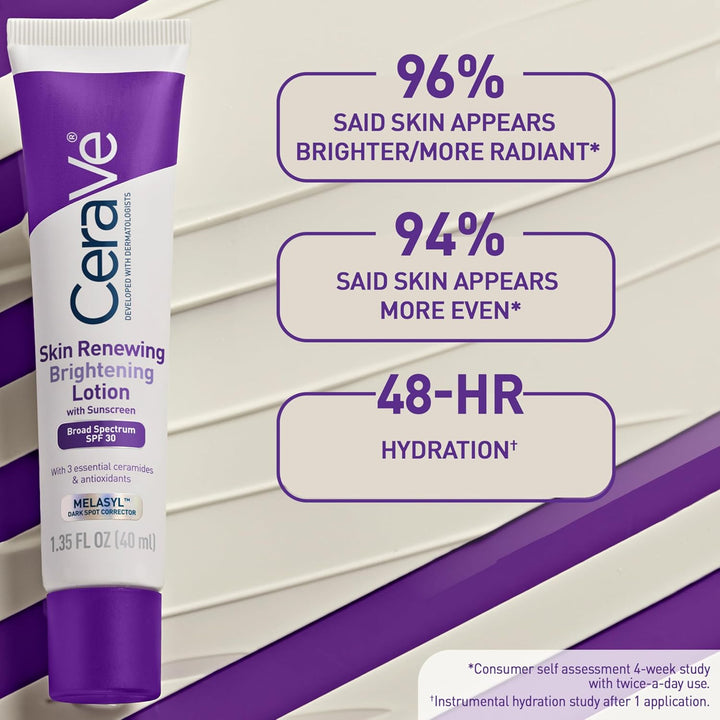CeraVe Skin Renewing Loción iluminadora SPF 30, hidratante facial a...