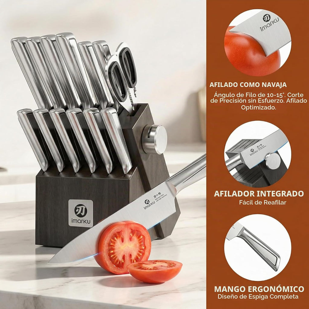 imarku Juego de cuchillos japoneses de acero inoxidable de alto carbono con