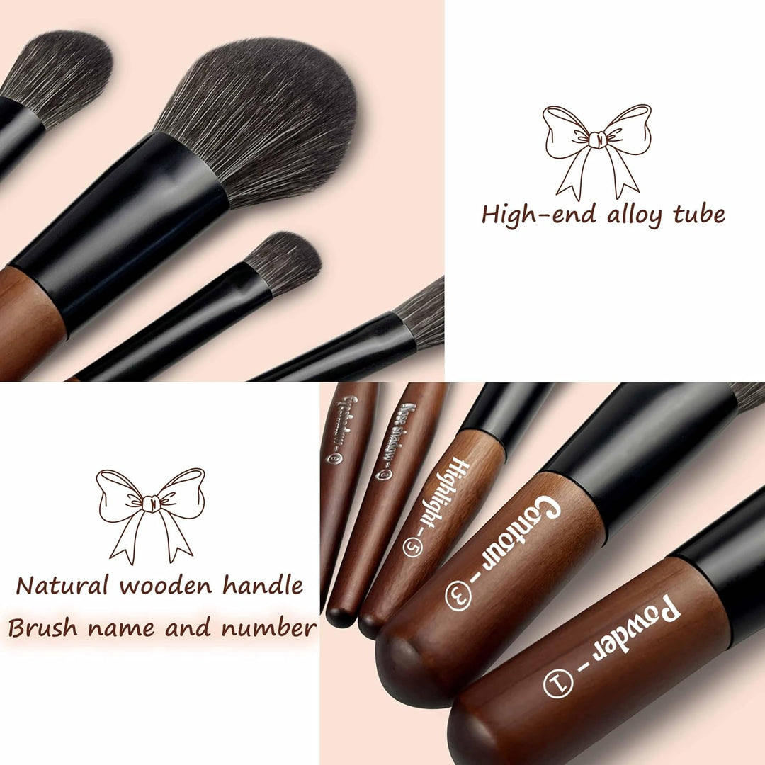 Jilier 14 piezas de mini brochas de maquillaje y espejo de bolsillo...
