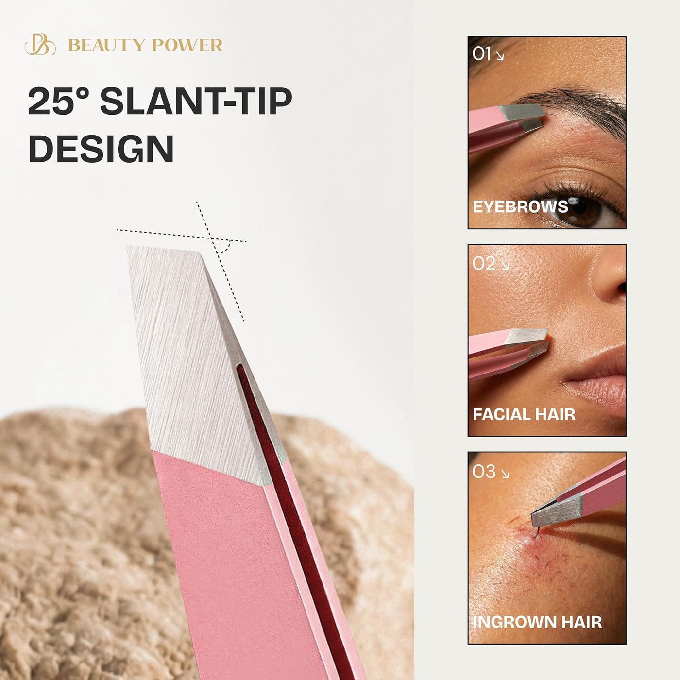 Beauty Power Pinzas Inclinadas Profesionales de Ultra-Precisión par...