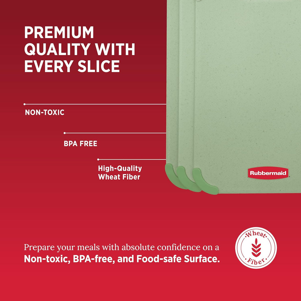 Rubbermaid Juego de 3 tablas de cortar reversibles de fibra de trigo, sin BPA, no tóxicas, aptas para lavavajillas, esquinas antideslizantes y ligeras, para carne, verduras y frutas