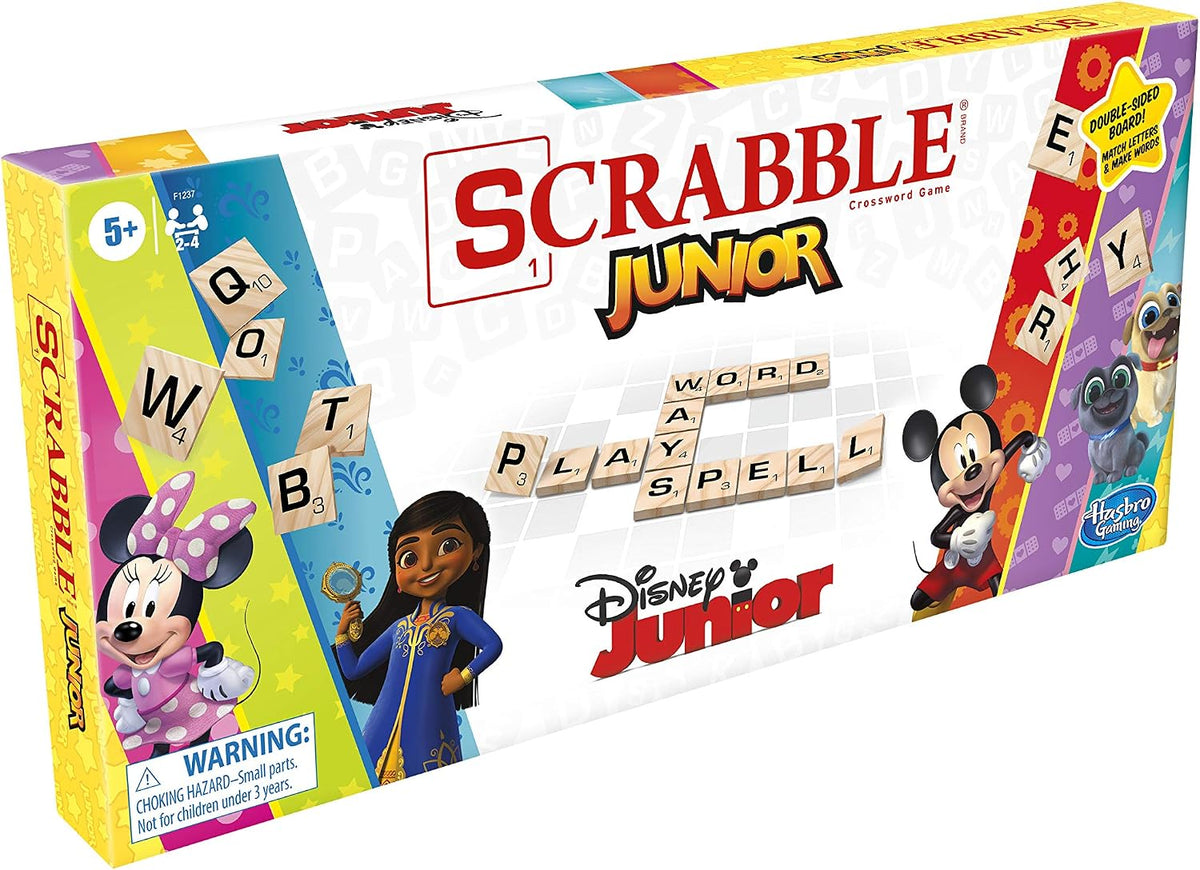 Hasbro Gaming Scrabble Junior: Edición Disney Junior Juego de mesa para niños | Tablero de juego de doble cara | Juego de palabras de combinación | Regalos de regreso a clases | De 5 años en adelante