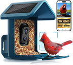 Alimentador de aves inteligente con cámara alimentado por energía solar, transmisión en vivo 2K para el jardín