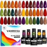 VANREESA Juego de 24 esmaltes de uñas de gel de otoño con capa base...
