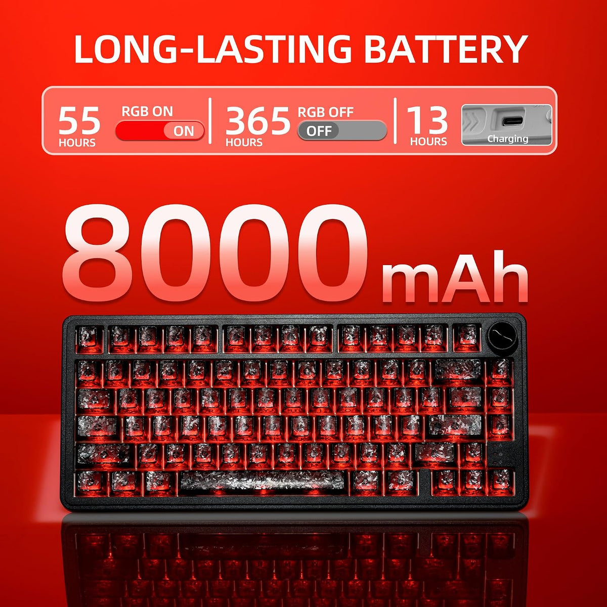 HITIME XVX M75 - Teclado mecánico inalámbrico 75% para juegos, Carbono forjado negro