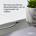 Nordik - Alfombrilla de Escritorio de Cuero con Organizador de Cables - Gris Alaska 35 X 17 pulgadas - Alfombrilla de Ratón Extendida Premium para Accesorios de Oficina en Casa - Protector de