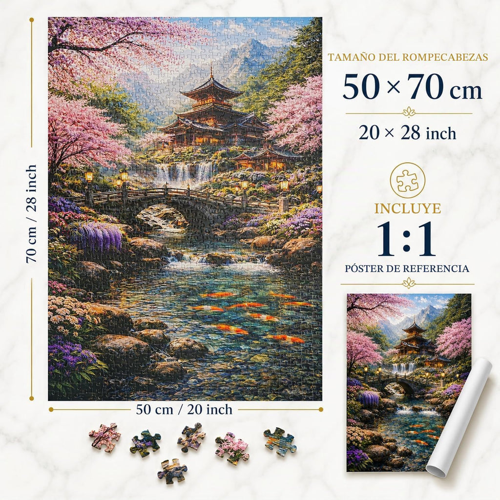 Rompecabezas para adultos, 1000 piezas, flor de cerezo, 28 x 20