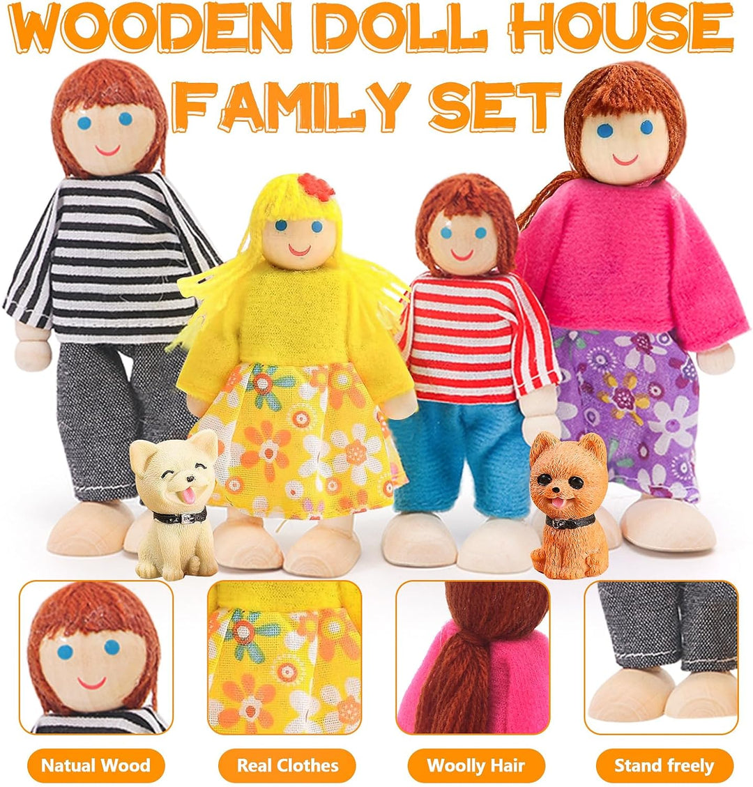 HAPGFS Juego de muebles de casa de muñecas de madera de 36 piezas c...