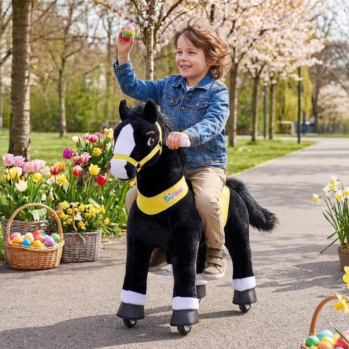 PonyCycle Juguetes para montar Caballo negro esencial Modelo E (con...