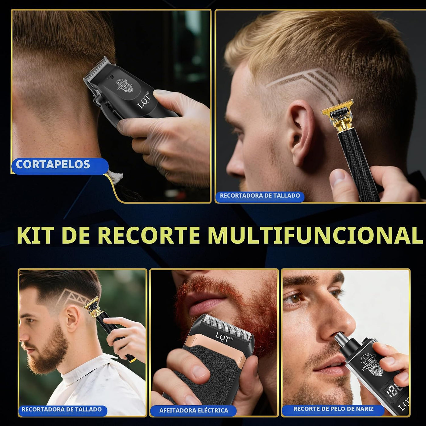 Cortapelos para hombres con pantalla LED, kit de aseo inalámbrico d...