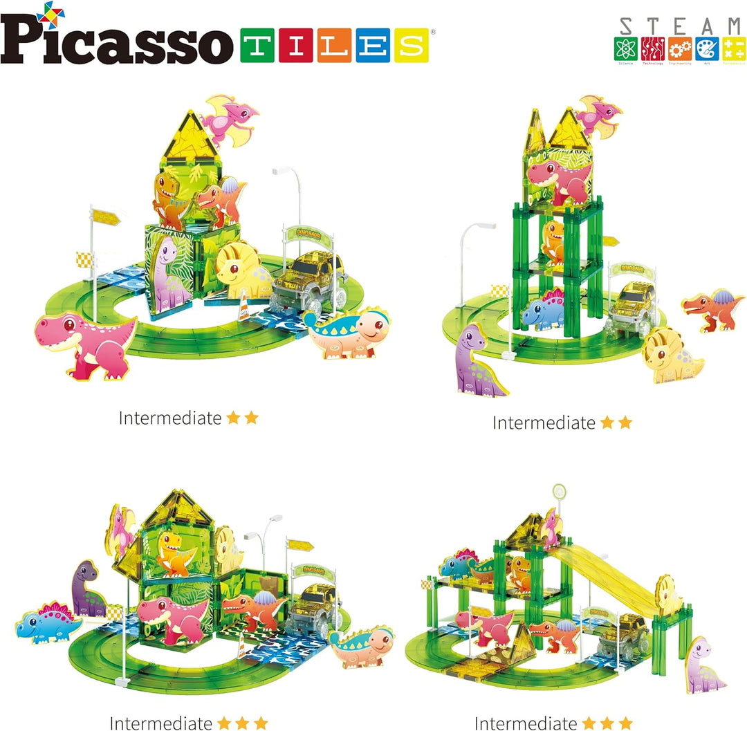 PicassoTiles PTR02 - Azulejos magnéticos de dinosaurio con 8 imanes...