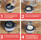 BLACK+DECKER Arrocera de 3 tazas, RC503, 1.5 tazas de arroz crudo, cesta de vapor, cuenco antiadherente extraíble, un toque, blanco