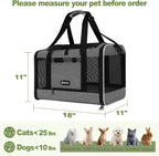 Transportador para gatos de 18 x 11 x 11 pulgadas, carga superior, bolsa de viaje para mascotas de lados suaves de más de 15 libras