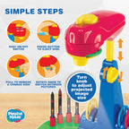 Proyector de dibujo para niños de 3 años en adelante, el kit de proyector de rastreo preescolar incluye 32 dibujos de animales en 4 discos resistentes, 8 crayones y 1 bloc de papel de dibujo para un divertido aprendizaje basado en juegos