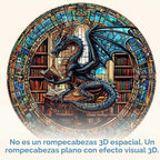 Rompecabezas Redondos para Adultos 1000 Piezas, Rompecabezas Difíciles y Desafiantes para Adultos, Rompecabezas de 1000 Piezas de la Biblioteca del Dragón para Personas Mayores, Rompecabezas