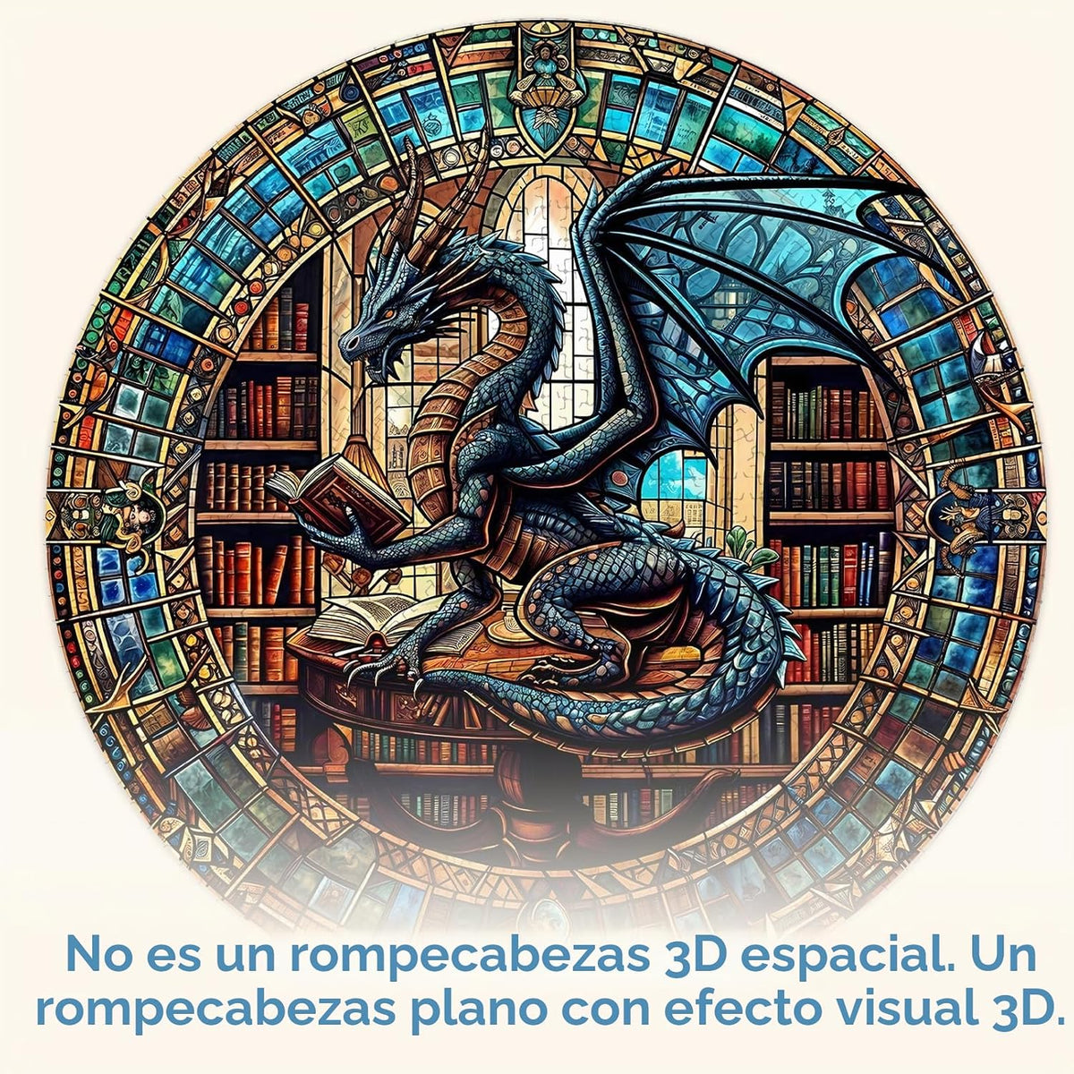 Rompecabezas Redondos para Adultos 1000 Piezas, Rompecabezas Difíciles y Desafiantes para Adultos, Rompecabezas de 1000 Piezas de la Biblioteca del Dragón para Personas Mayores, Rompecabezas