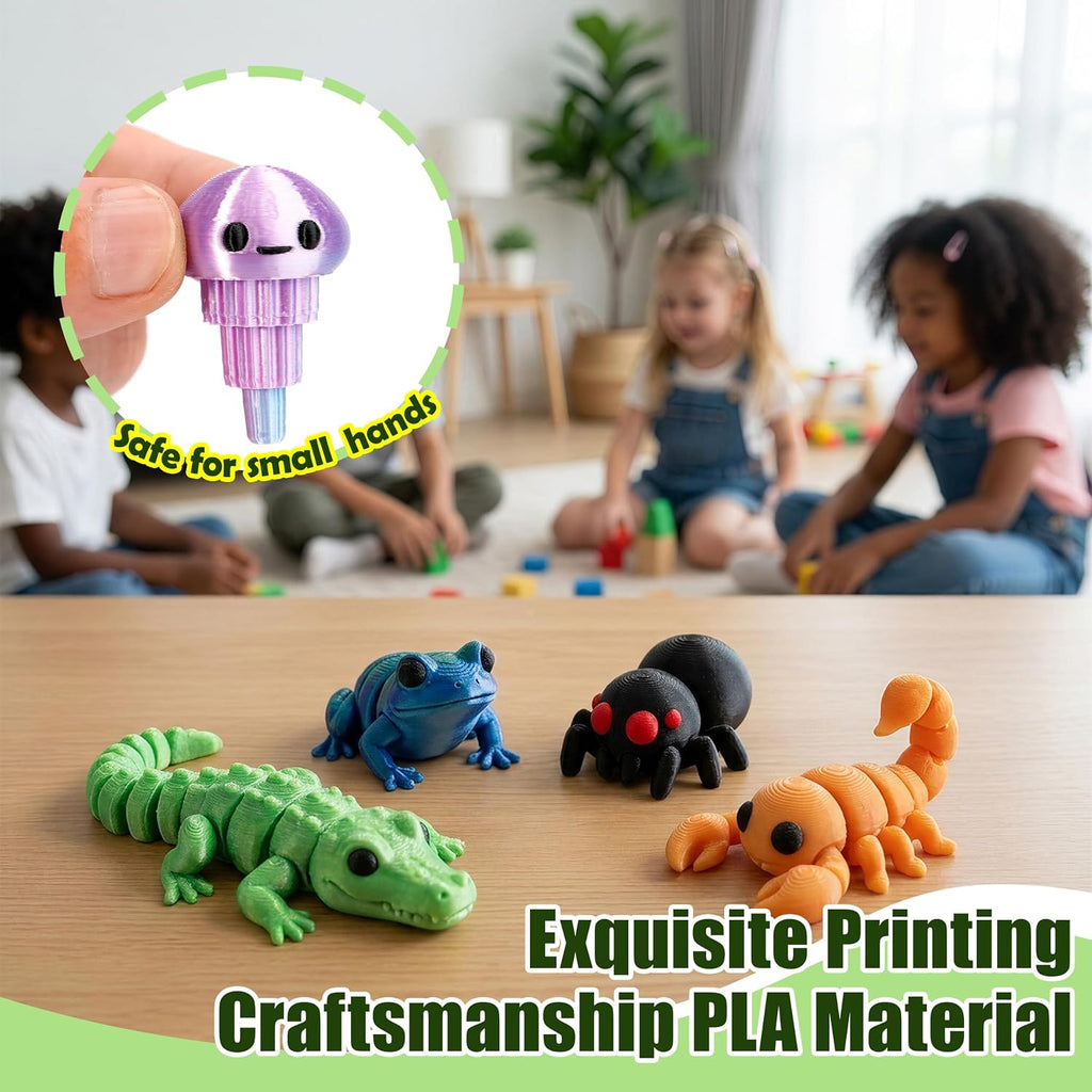 60 mini animales impresos en 3D, juguetes articulados para la