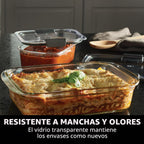 Rubbermaid Brilliance - Juego de 4 contenedores de vidrio para almacenar alimentos con tapas (8 piezas en total, 4 contenedores + 4 tapas) para almuerzo, preparación de comidas y sobras, aptos para