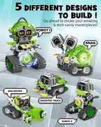 Opmind Kit de construcción de robot STEM RC 5 en 1, codificación de aplicaciones 478pcs, niños de 6 a 12 años