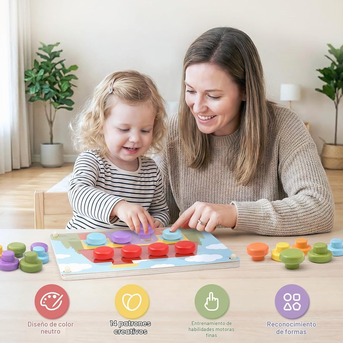 Joyreal Juguetes Montessori de madera para niñas de 2, 3, 4 años, r...