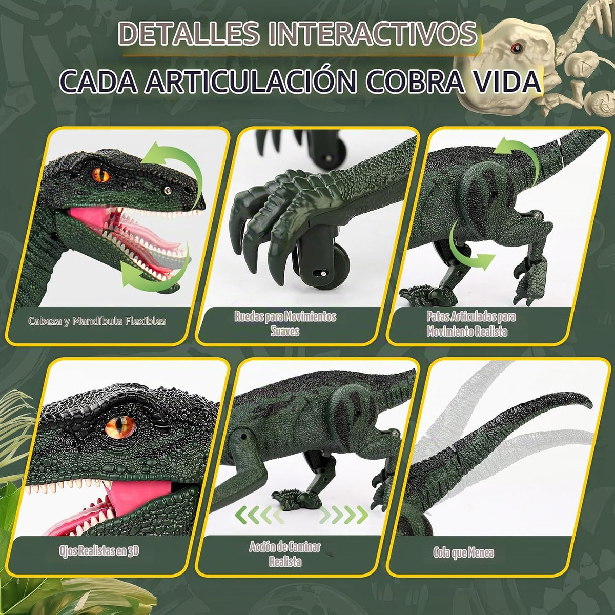 Juguetes de dinosaurio para niños, dinosaurio de control remoto de 2.4 GHz