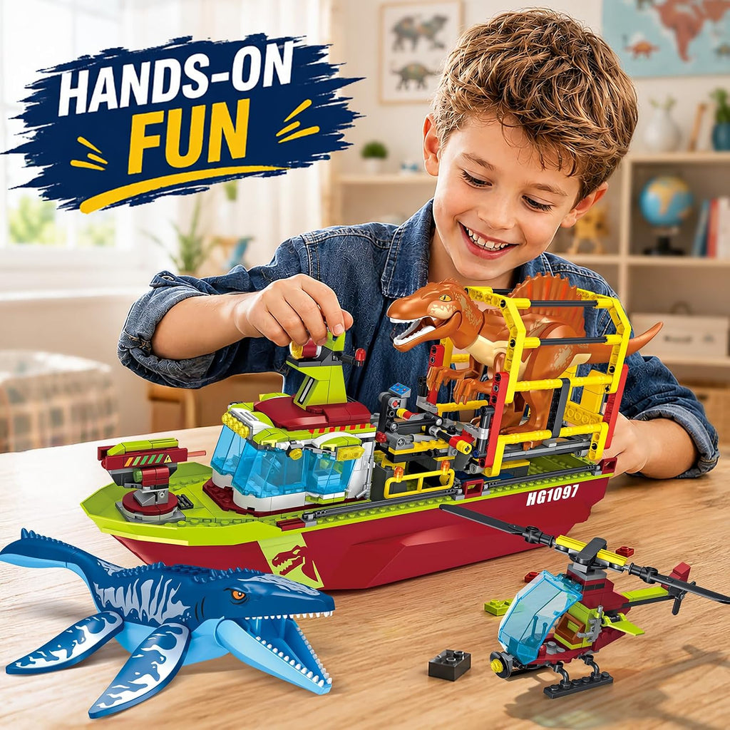 HOGOKIDS Juego de construcción de barco de dinosaurio