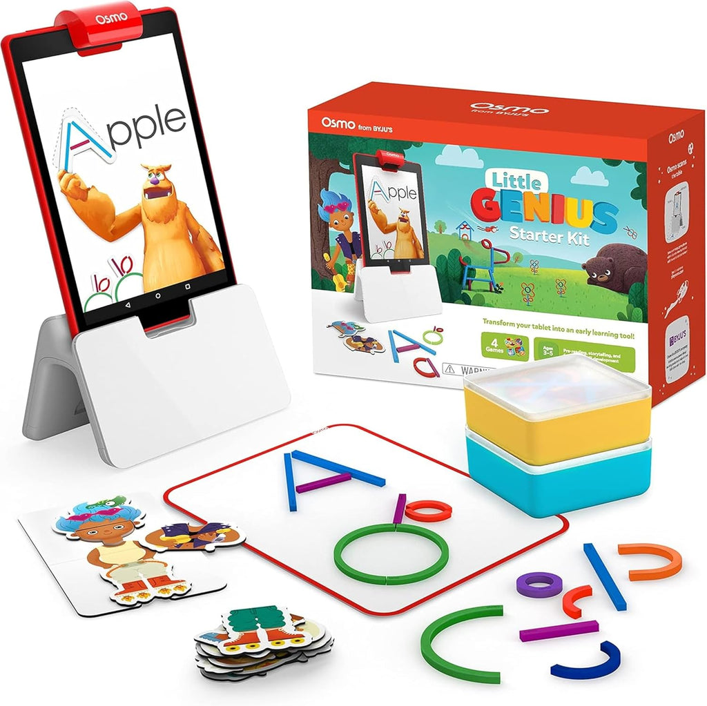 Osmo - Kit de iniciación de Little Genius para tableta Fire - 4 juegos educativos de aprendizaje - Edad preescolar 3-5 años - Fonética, resolución de problemas y creatividad - Juguetes STEM para niños
