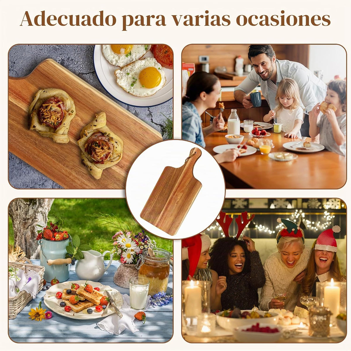 12 paquetes de tablas de cortar de madera de acacia, tabla de cortar lisa de 12 x 6 pulgadas con asas, tabla de cortar de madera para cocina, tabla de cortar a granel con cuerda y cinta a cuadros para verduras, carne, pizza, queso, pan de frutas