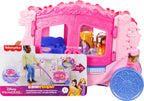 Fisher-Price Little People Juego de juguetes para niños pequeños Disney Princess Carrito musical tirable con figuras para juego de rol para niños de 18+ meses