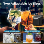 Máquina para hacer hielo de encimera, 8 cubos de hielo en 6 minutos, 26 libras/día de hielo tipo bala con 2 tamaños - Mini portátil, ahorro de energía y cesta/cuchara para hogar/fiesta/viajes