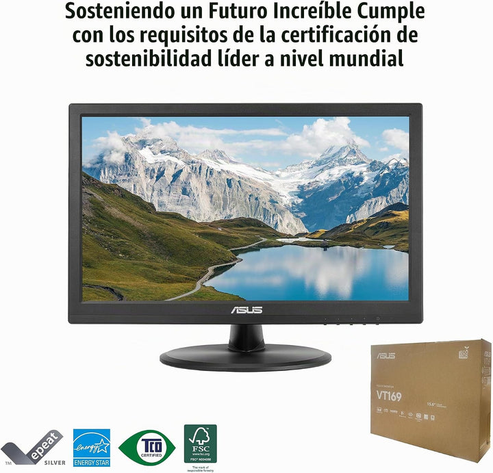 ASUS Monitor táctil 1080P de 15.6 pulgadas (VT169HE) - Full HD, pan...