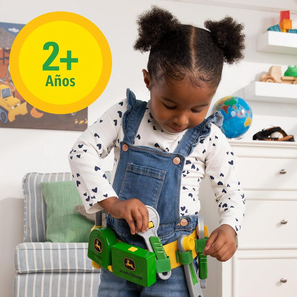 John Deere Deluxe - Cinturón de herramientas parlante de lujo - Juego de 7 piezas de herramientas para niños - Juguetes de construcción interactivos - Juego de herramientas interactivas para niños