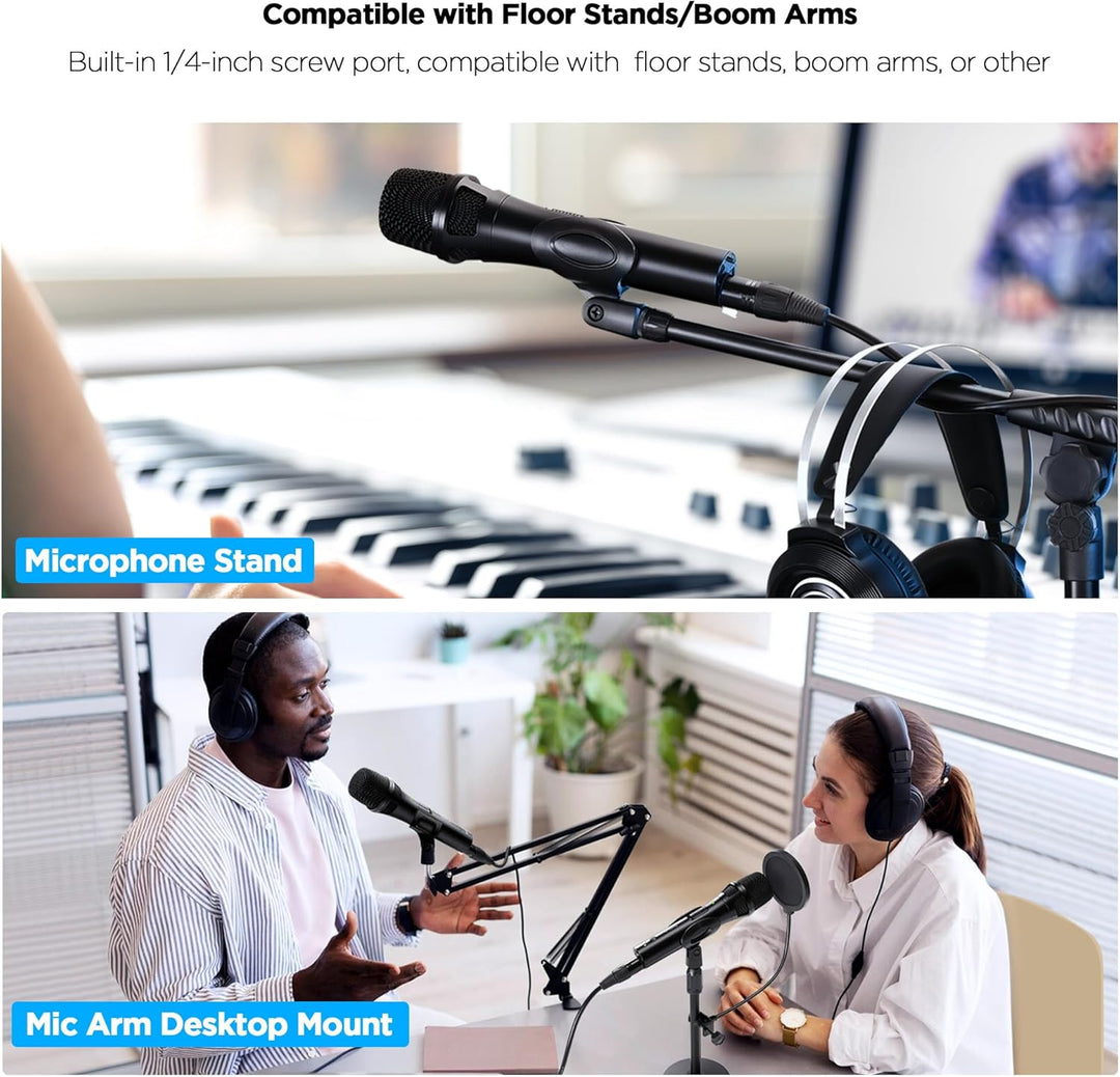 Xlr Micrófono dinámico USB para grabación de canto, micrófono de gr...