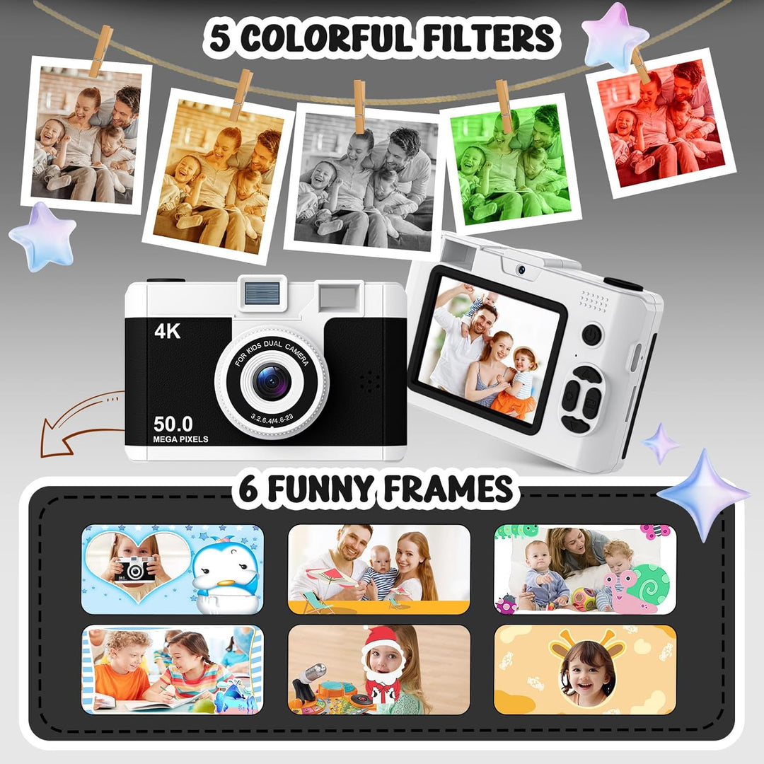 Cámara infantil de 50.0 megapíxeles para niños de 5 a 13 años con W...
