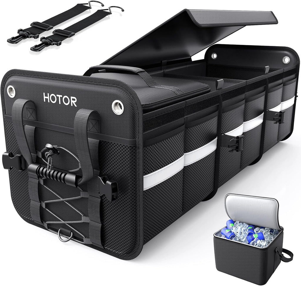HOTOR Organizador de maletero - Organizador de coche y almacenamiento con bolsa enfriadora para SUV