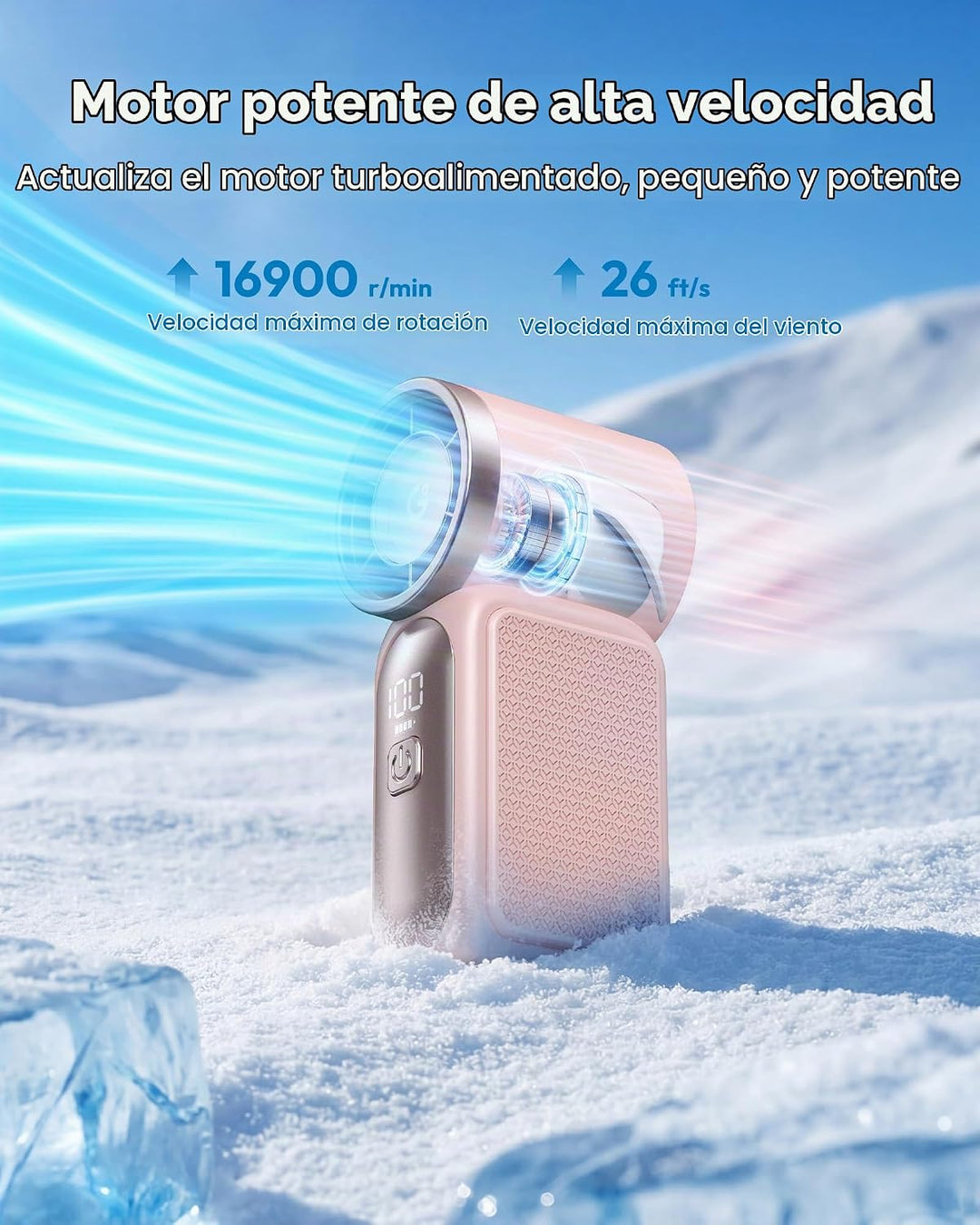 Gaiatop Mini ventilador portátil de mano, 6 velocidades 16900 RPM,...