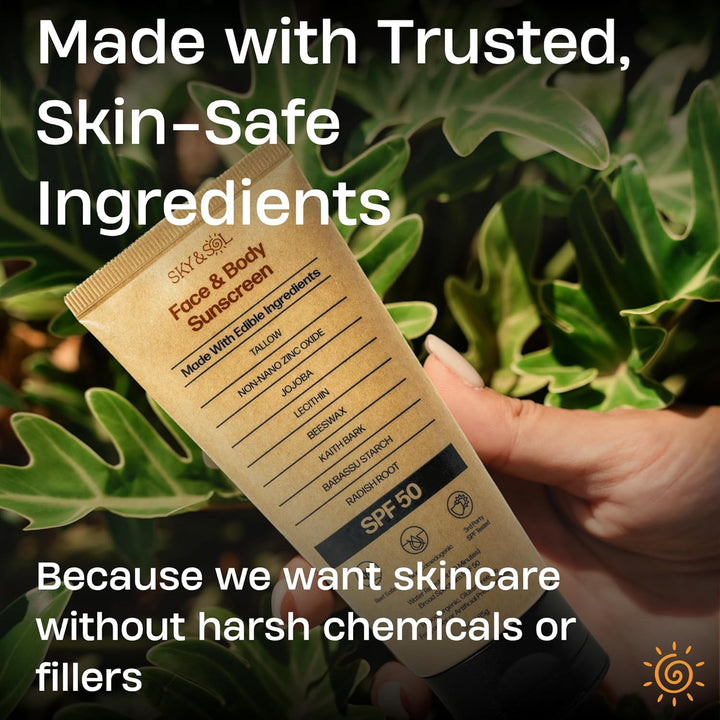 Sky and Sol Protector solar mineral SPF 50 | Con hierba seca y óxid...