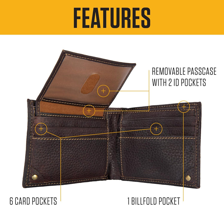 Carhartt Carteras de cuero de grano completo para hombre, diseño du...