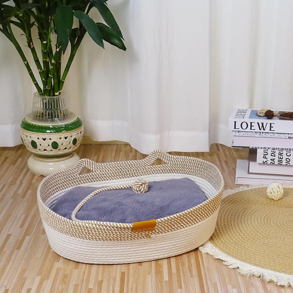Cama de cuerda para gatos, cesta de cama para gatos con